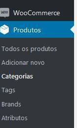 Tela adicionar categoria woocommerce passo 1